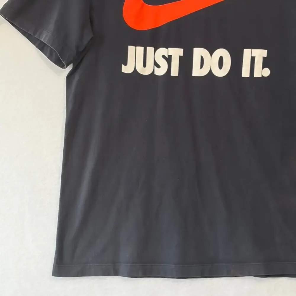 Nike Tee Shirt Mens Medium Black Just Do It Swoosh Big Logo Short Sleeve T-Shirt
